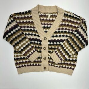 GRADE & GATHER Women’s Wool Blend Cardigan Sweater S Brown Burgundy Tan Black